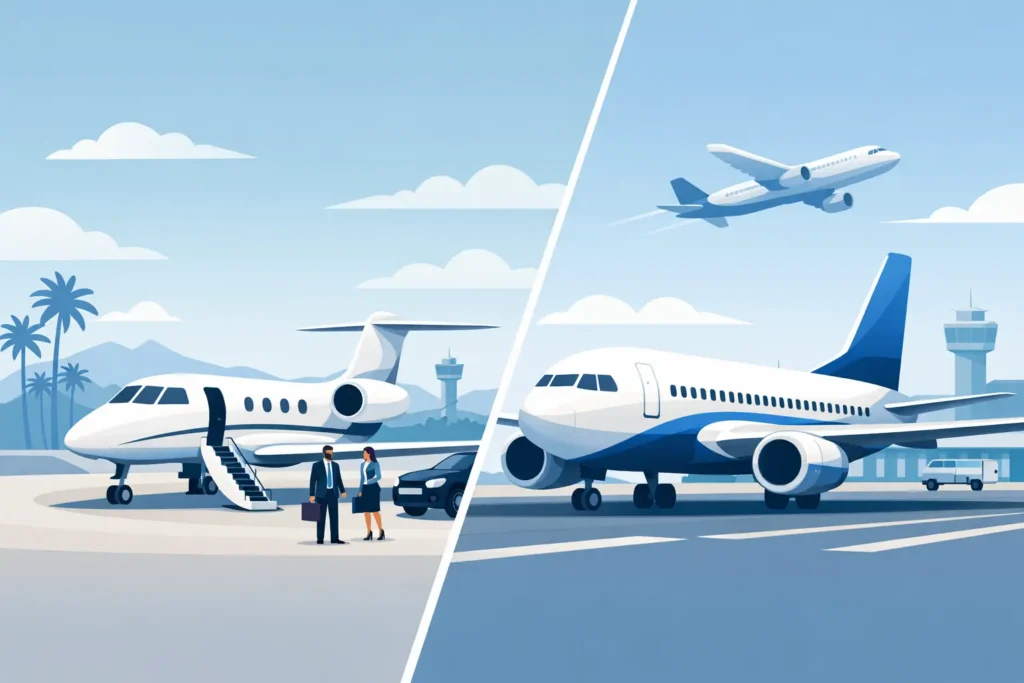 Private Charter Versus Commercial Airline